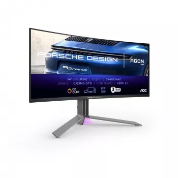 Monitor komputerowy AOC Porsche PD34 86,4 cm (34 cale) 3440 x 1440 pikseli Wide Quad HD QD-OLED Czarny