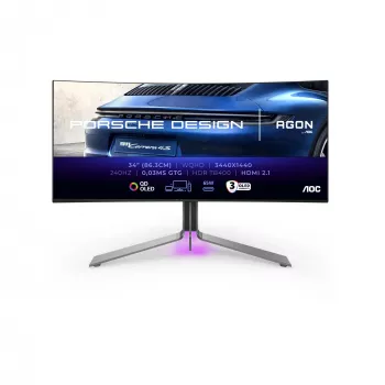Monitor komputerowy AOC Porsche PD34 86,4 cm (34 cale) 3440 x 1440 pikseli Wide Quad HD QD-OLED Czarny