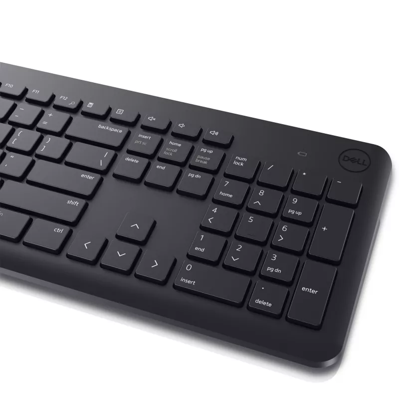 Zestaw klawiatury i myszy Dell KM3322W — bezprzewodowy RF, pełnowymiarowa niemiecka QWERTZ, czarna