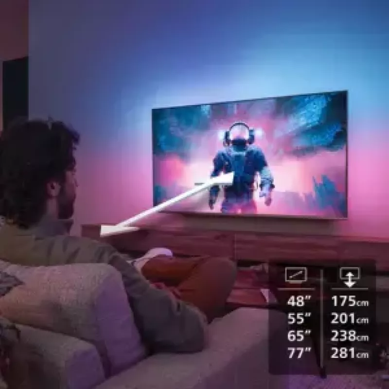 Philips Ambilight 48OLED760/12 Telewizor 121,9 cm (48 cali) 4K Ultra HD Smart TV Wi-Fi Szary