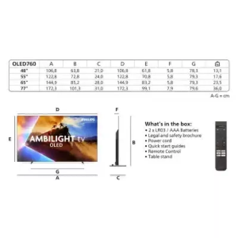 Philips Ambilight 48OLED760/12 Telewizor 121,9 cm (48 cali) 4K Ultra HD Smart TV Wi-Fi Szary