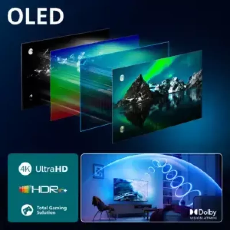 Philips Ambilight 48OLED760/12 Telewizor 121,9 cm (48 cali) 4K Ultra HD Smart TV Wi-Fi Szary