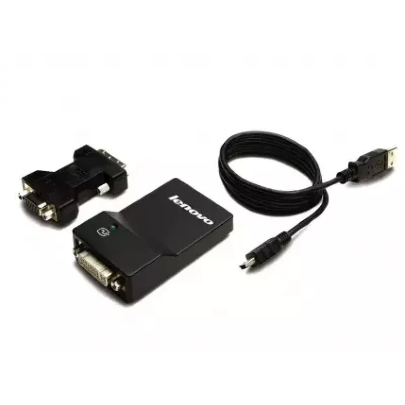 Lenovo USB 3.0 - DVI/VGA karta graficzna USB 2048 x 1152 pikseli Czarny