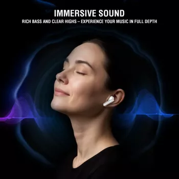 Słuchawki 4smarts SkyBuds Pro ANC True Wireless Stereo TWS dokanałowe Bluetooth Białe zasięg 10 m waga 40 g