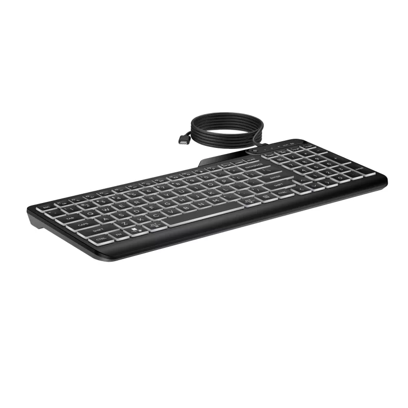 Klawiatura przewodowa HP 400 z podświetleniem, pełnowymiarowa, USB, czarna