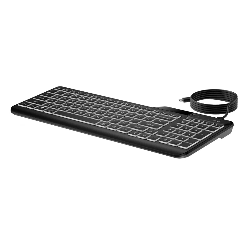 Klawiatura przewodowa HP 400 z podświetleniem, pełnowymiarowa, USB, czarna