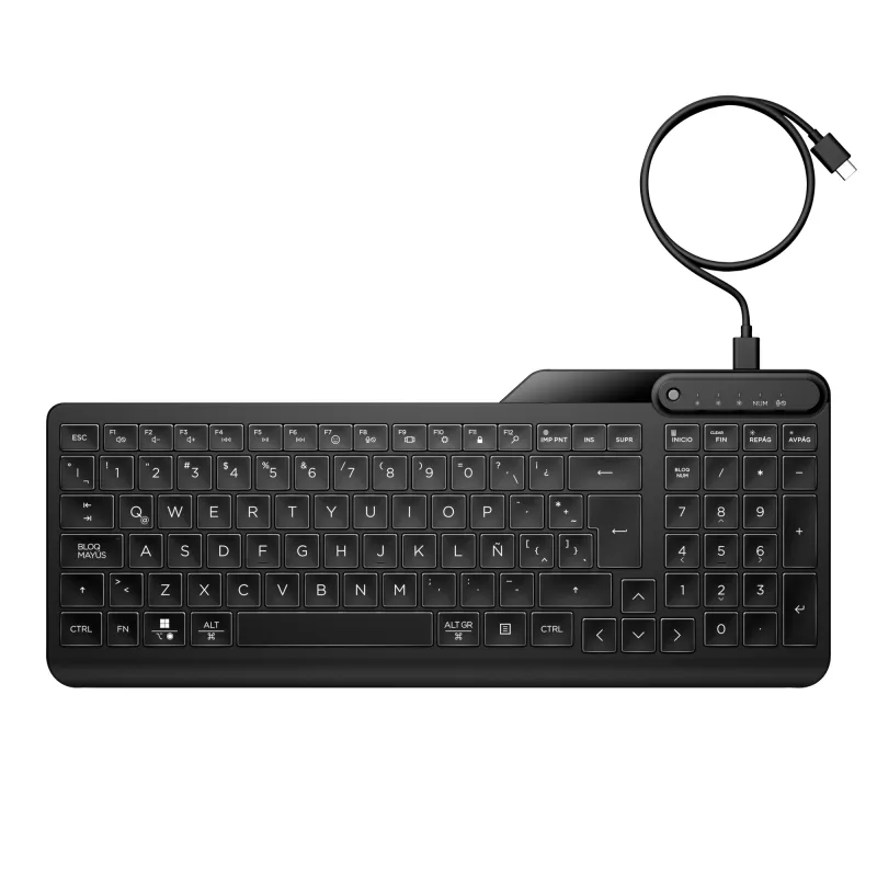 Klawiatura przewodowa HP 400 z podświetleniem, pełnowymiarowa, USB, czarna