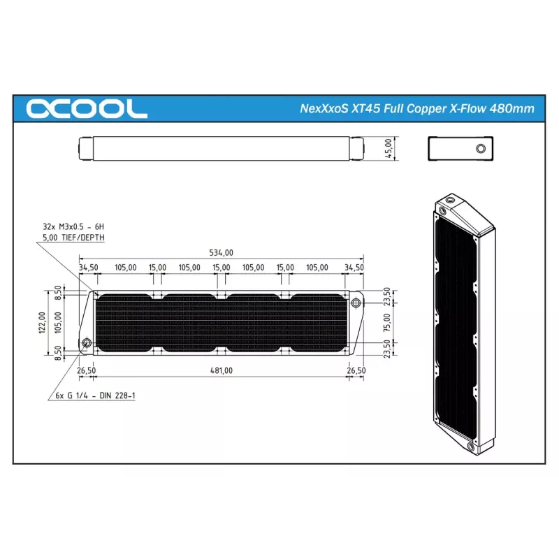 Radiator Alphacool NexXxoS XT45 Full miedź X-Flow