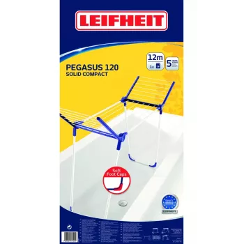 Stojąca suszarka na ubrania Leifheit Pegasus 120 Solid Compact, składana metalowa/plastikowa, 12 m powierzchni suszenia, 920×440×1490 mm