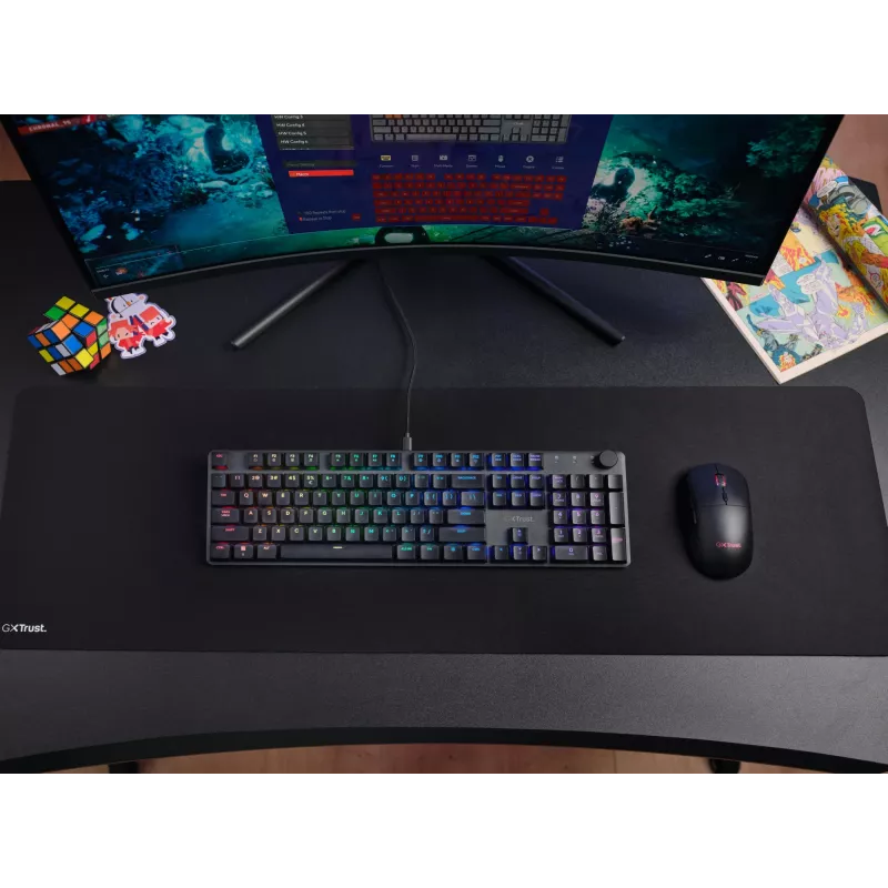 Klawiatura gamingowa mechaniczna TRUST GXT 866 TORIX USB pełnowymiarowa 104-klawisze QWERTY czarna RGB