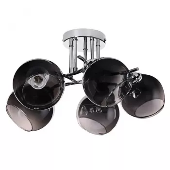 Lampa wisząca ActiveJet AJE-PALOMA 5P, 5×E27 40W, srebrna rama, czarne szkło, IP20, 460×250×460 mm