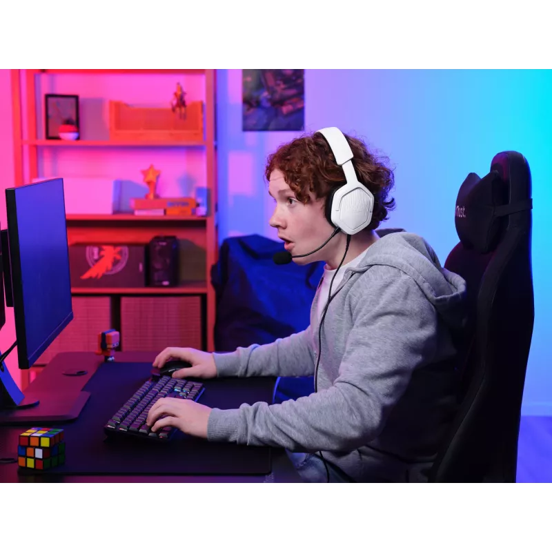 Trust GXT492W Carus Zestaw słuchawkowy Przewodowy Nauszny Gaming Biały