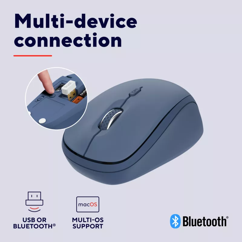Trust Yvi+ mysz uniwersalna symetryczna RF Wireless + Bluetooth optyczna 1600 DPI