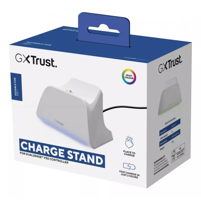 Stacja ładująca TRUST GXT255W do PS5 Dual charging, biała