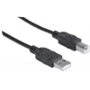 Manhattan USB-A do USB-B Kabel, 3 m, Męski na Męski, 480 Mbps (USB 2.0), Hi-Speed USB, Czarny, Dożywotnia gwarancja, Odpowiednik USB2HAB3M.