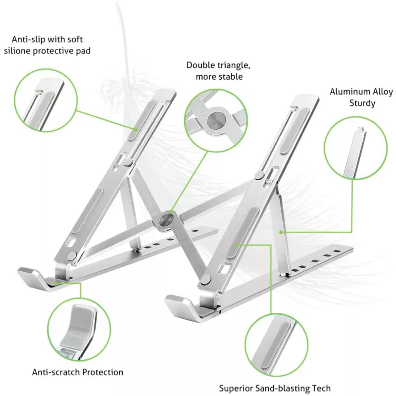Podstawka pod laptopa Techly ICA-TBL 134TY Srebrna Aluminium Wysokość 55-155mm