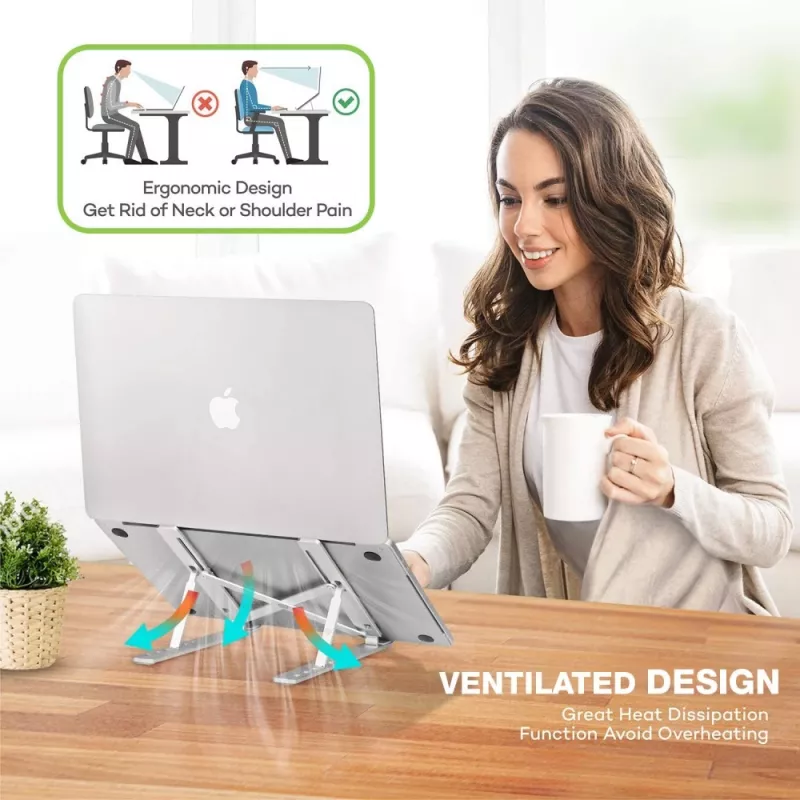 Podstawka pod laptopa Techly ICA-TBL 134TY Srebrna Aluminium Wysokość 55-155mm