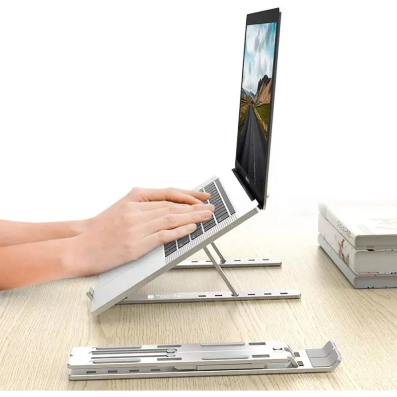Podstawka pod laptopa Techly ICA-TBL 134TY Srebrna Aluminium Wysokość 55-155mm