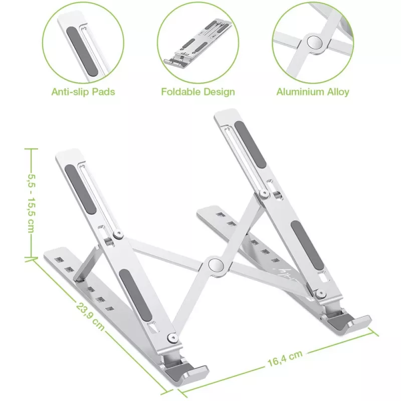 Podstawka pod laptopa Techly ICA-TBL 134TY Srebrna Aluminium Wysokość 55-155mm