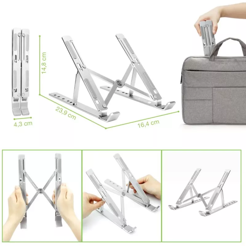 Podstawka pod laptopa Techly ICA-TBL 134TY Srebrna Aluminium Wysokość 55-155mm
