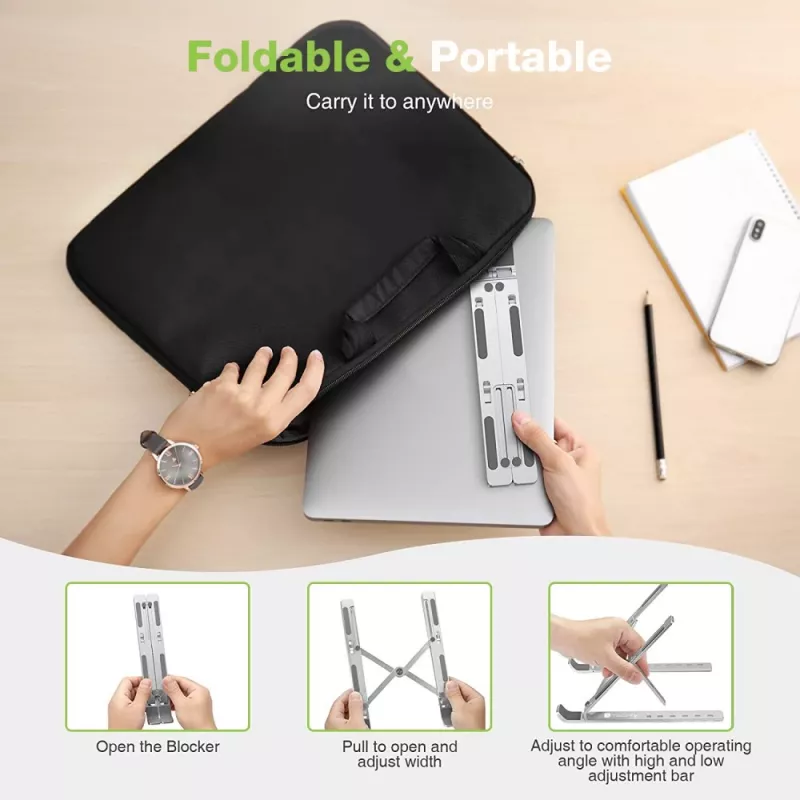 Podstawka pod laptopa Techly ICA-TBL 134TY Srebrna Aluminium Wysokość 55-155mm