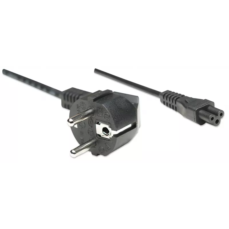 Manhattan kabel zasilający, wtyczka Euro 2-pin (CEE 7/4 Schuko) do gniazda C5 (koniczynka/trójkątne), 1,8 m, 16 A, przewód, dożywotnia gwarancja