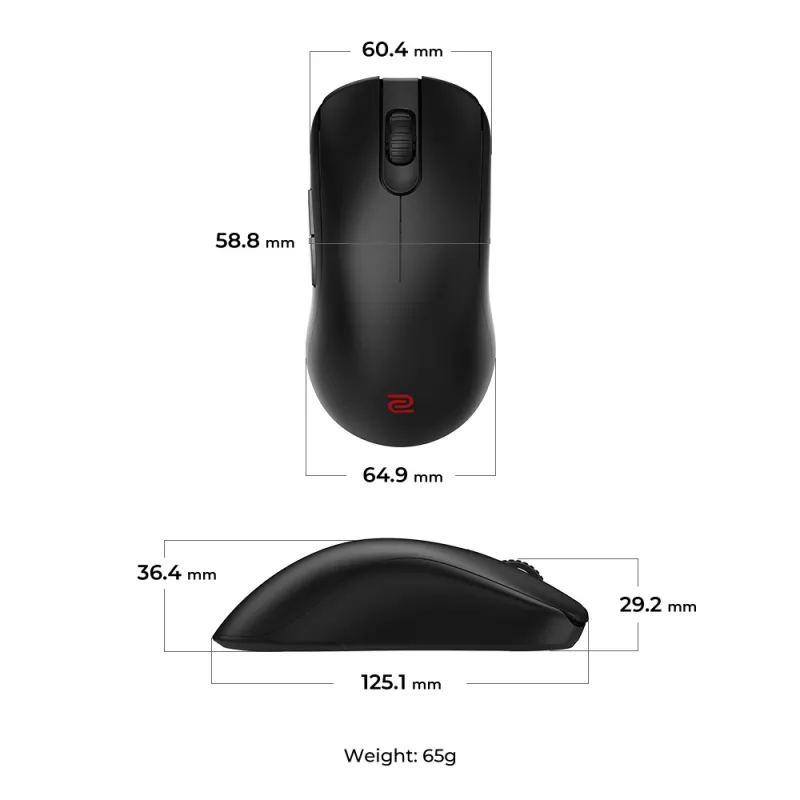 ZOWIE FK2-DW mysz Gaming Praworęczna RF Wireless 3200 DPI