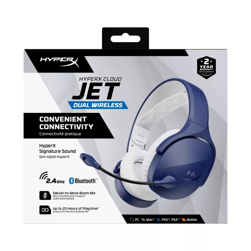 HyperX Cloud Jet - Bezprzewodowy zestaw słuchawkowy do gier (Jasnoniebieski)