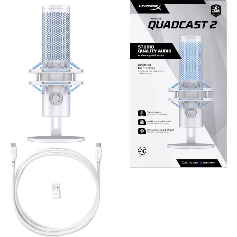 HyperX QuadCast 2 – mikrofon USB (Frost)