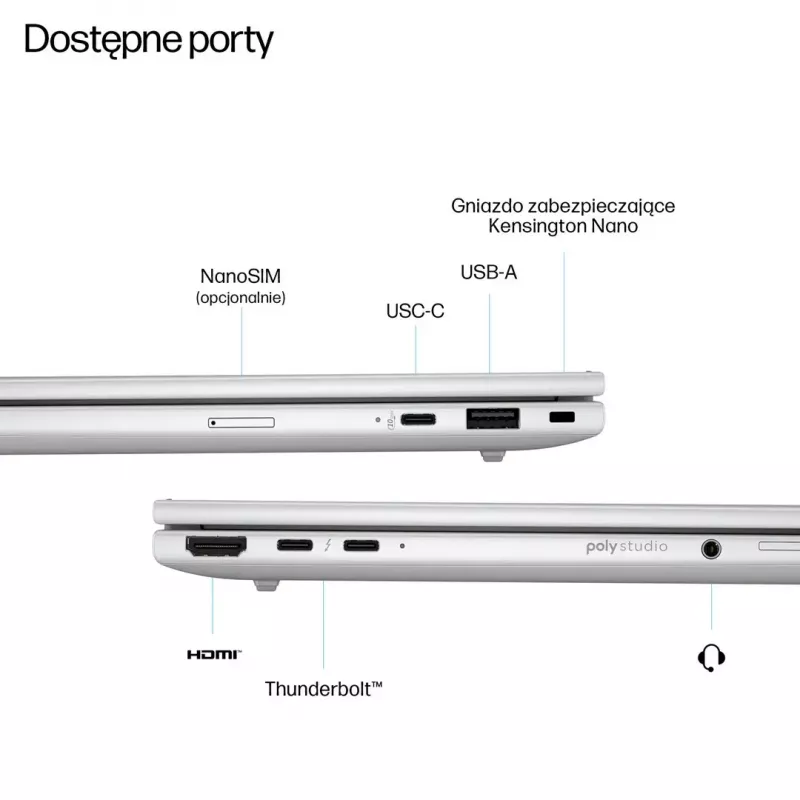 Notebook HP EliteBook G8 Ultra 7 255U 16 cali WUXGA IPS 400 nitów 32 GB DDR5 5600 1 TB SSD Arc Kamera IR 5 MP 62 Wh W11Pro Glacier srebrny