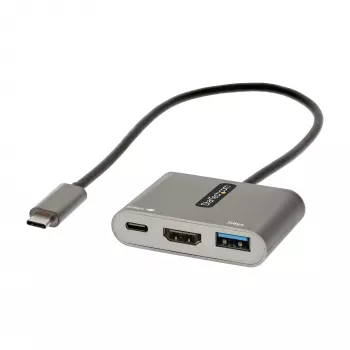 StarTech.com Adapter wieloportowy USB-C, USB-C na HDMI 4K, 100W PD Pass-Through, Hub USB 3.0 5Gbps (1xType-C/1xA), Mini stacja dokująca USB-C, Przenośna stacja dokująca do laptopa