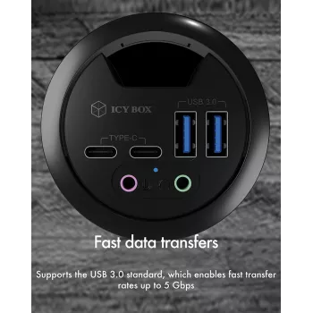 ICY BOX IB-HUB1403B gniazdo sieciowe Antracyt