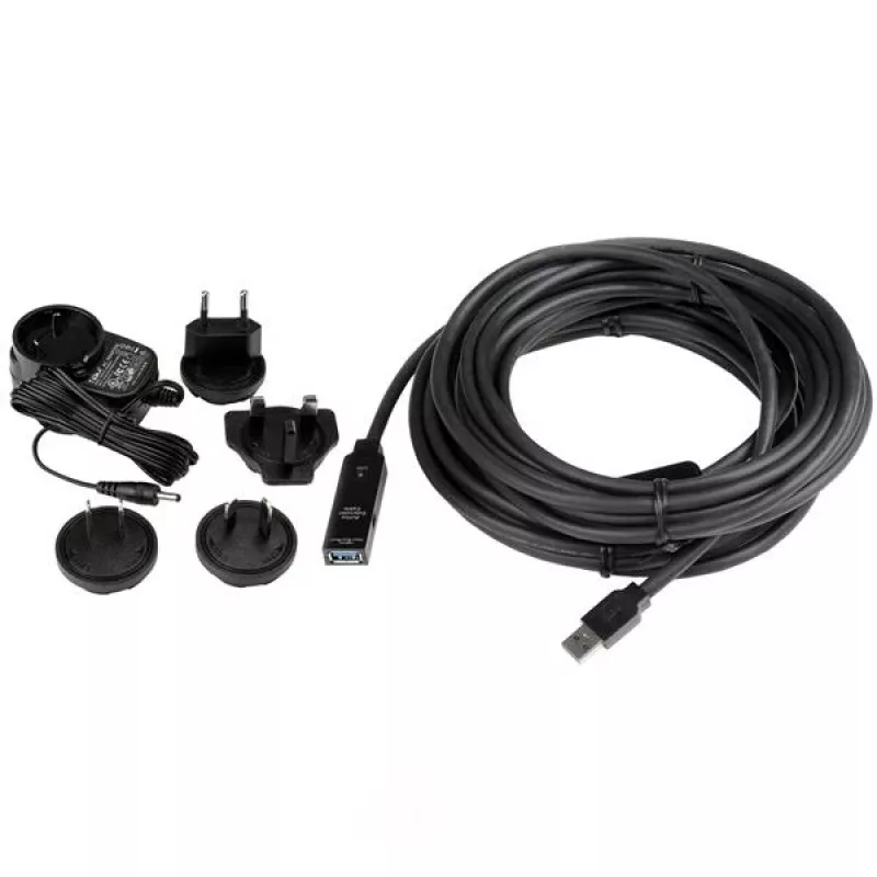 StarTech.com 10m aktywny kabel przedłużający USB 3.0 – M/Ż, 10 m, USB A, USB A, USB 3.2 Gen 1 (3.1 Gen 1), 5 Gbit/s, czarny
