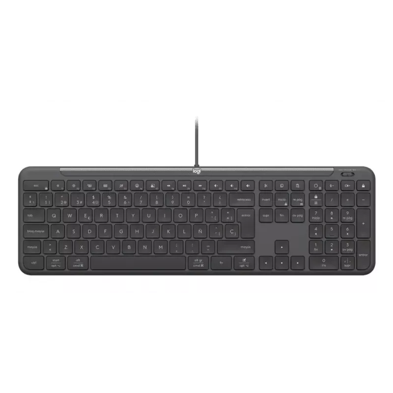 Przewodowa klawiatura pełnowymiarowa z myszą Logitech 920-013349 — USB, QWERTY US International, grafitowa, kabel 1,8 m