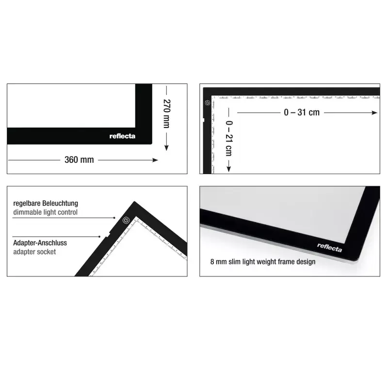 Pojedyncza ramka na zdjęcie Reflecta LED Light Pad A4 Super cienki Czarny 31x21 cm