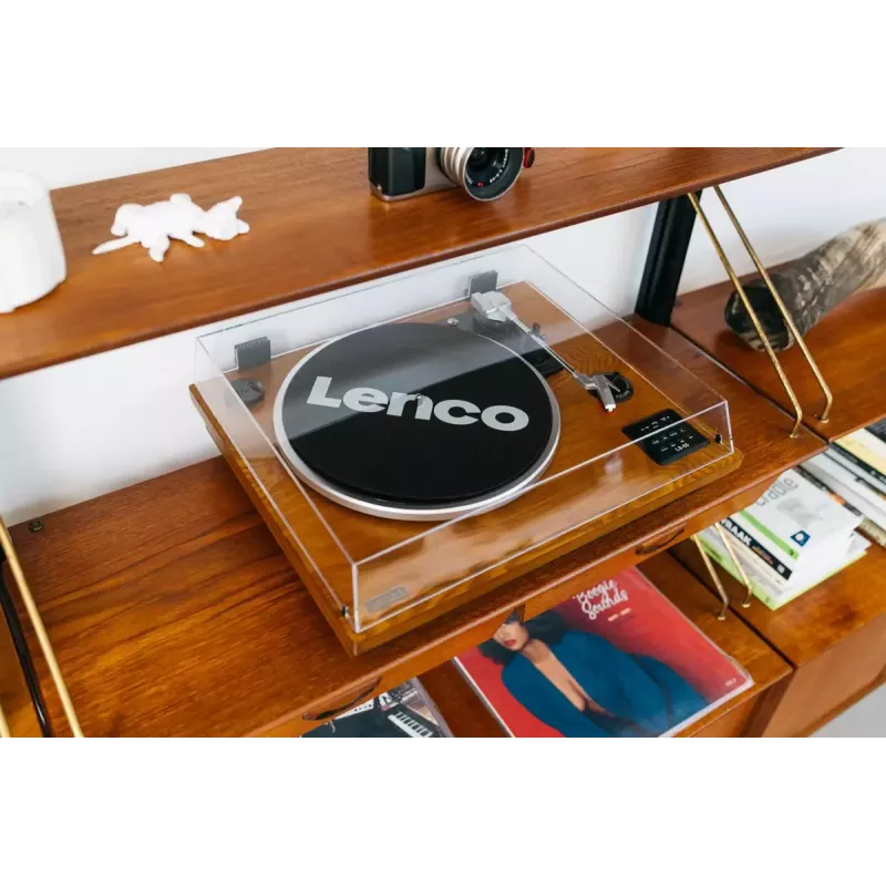 Gramofon z napędem paskowym Lenco LS-55WA, wykończenie drewniane, półautomatyczny, USB, Bluetooth