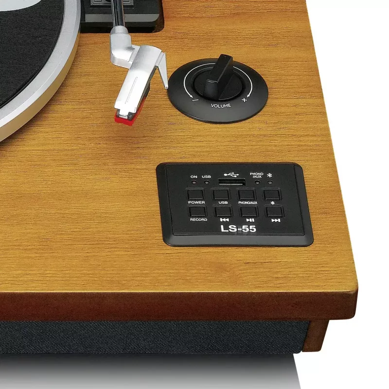 Gramofon z napędem paskowym Lenco LS-55WA, wykończenie drewniane, półautomatyczny, USB, Bluetooth