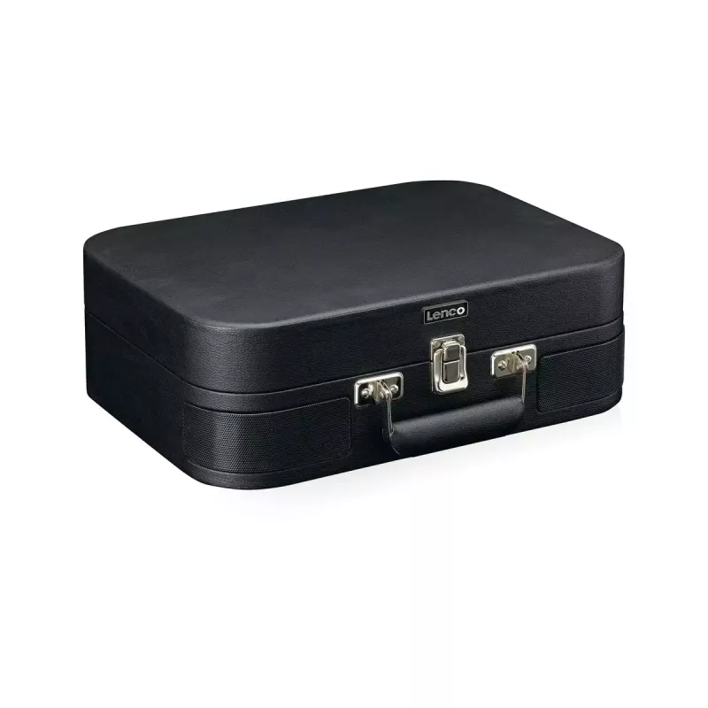 Walizkowy gramofon Lenco TT116BK z wbudowanymi głośnikami — przenośny odtwarzacz winylowy, czarny