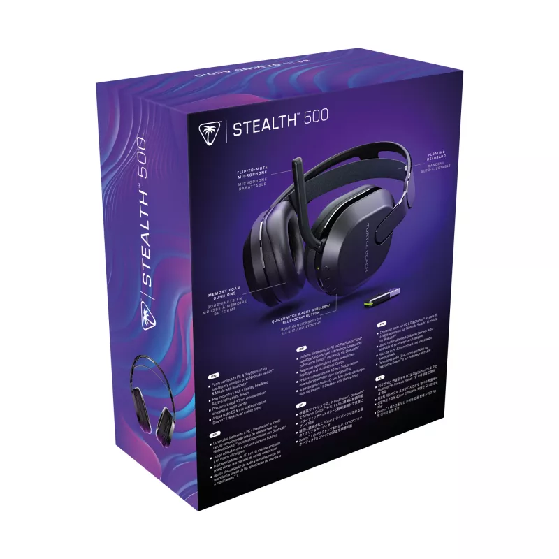 Turtle Beach Stealth 500 Czarny Bezprzewodowy Zestaw słuchawkowy do gier PC z baterią do 40h i Bluetooth dla PC, PS5, PS4 i urządzeń mobilnych