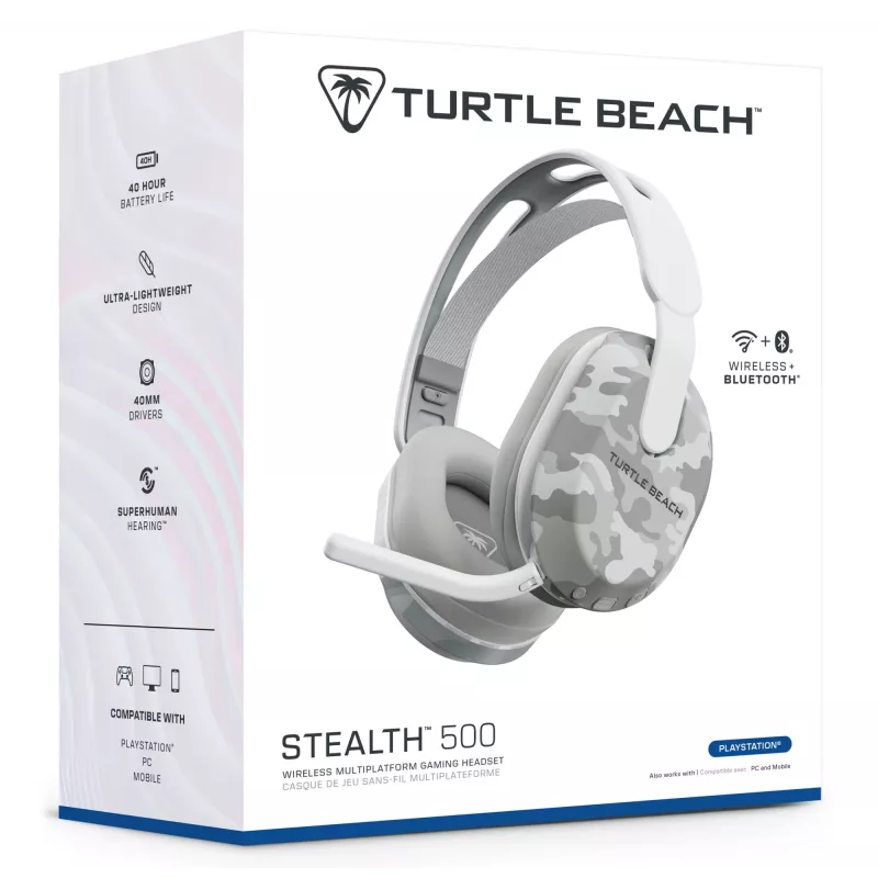 Turtle Beach Stealth 500 Arctic Camo PlayStation Wireless Gaming Headset with up to 40hr bateria and Bluetooth for PS5, PS4, PC and Mobile