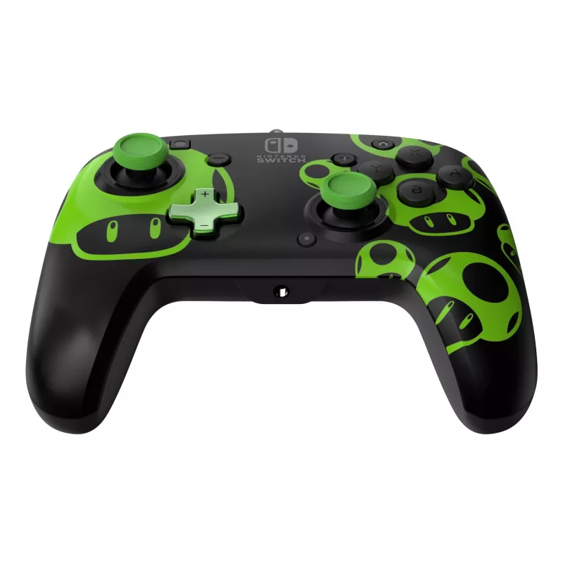 Gamepad PDP REMATCH Wired Controller 1-Up Glow in the Dark dla Nintendo Switch, USB, przewód 3 m, D-pad, przycisk Home, czarno-zielony