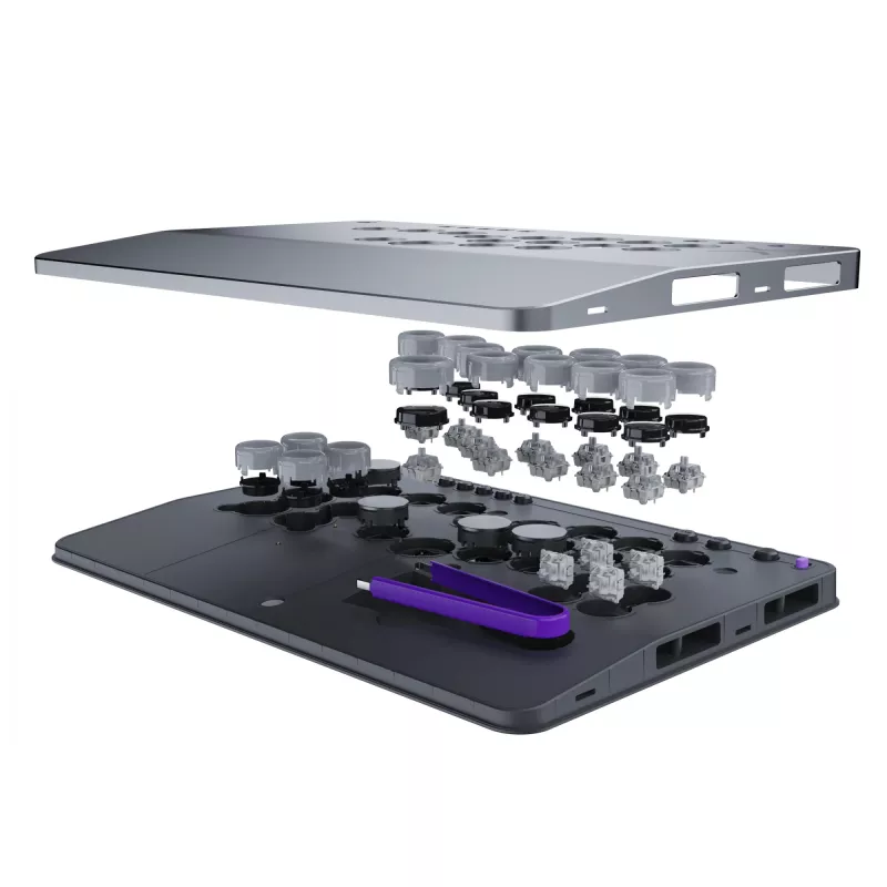 PDP Victrix Pro KO bezwzględny kontroler typu fightstick szary USB kontroler do gier PC, Xbox Series S, Xbox Series X