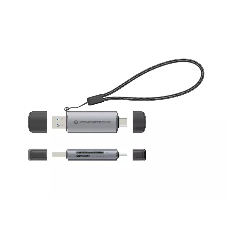 Conceptronic BIAN05G 2-w-1 czytnik kart USB 3.0 z podwójną wtyczką, SD/MicroSD 3.0, UHS-I