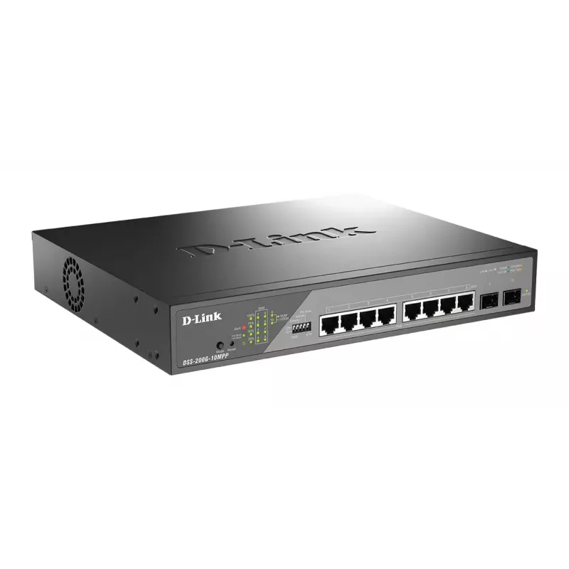 Przełącznik sieciowy D-Link DSS-200G-10MPP Managed L2 Gigabit Ethernet (10/100/1000) Power over Ethernet (PoE) 1U Czarny, Szary