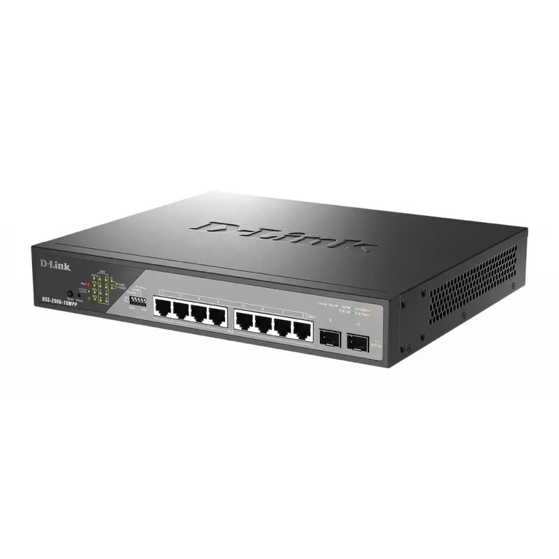 Przełącznik sieciowy D-Link DSS-200G-10MPP Managed L2 Gigabit Ethernet (10/100/1000) Power over Ethernet (PoE) 1U Czarny, Szary