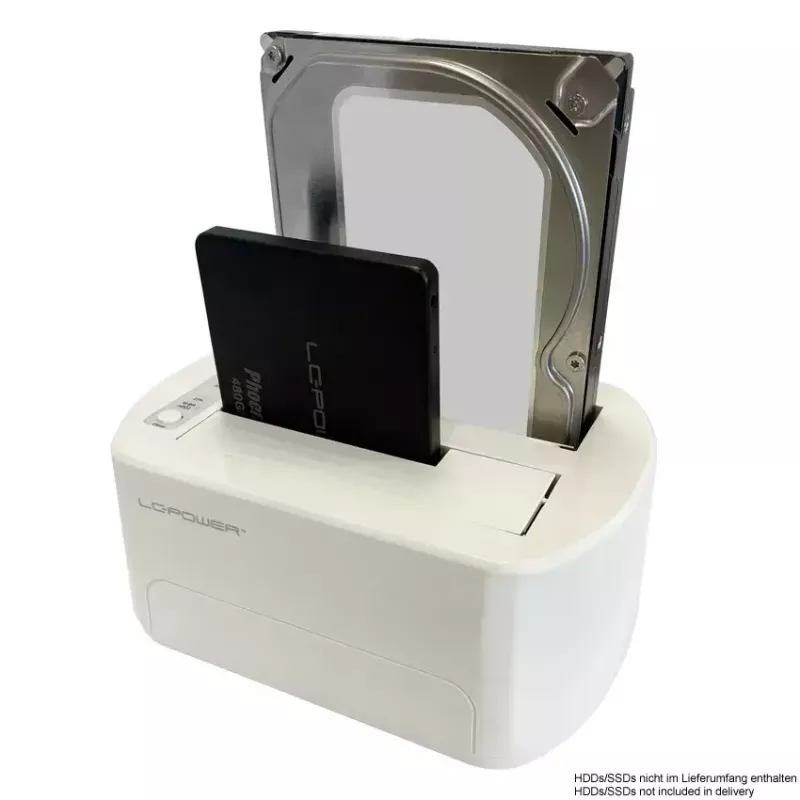 LC Power LC-DOCK-U3-VI - HDD / SSD Dockingstation - 2.5, 3.5 (6,4 cm, 8,9 cm) - 2 Sender/Kanal - SATA - USB 3,2 (Gen 2x1) - weiß, Eierschale (LC-DOCK-