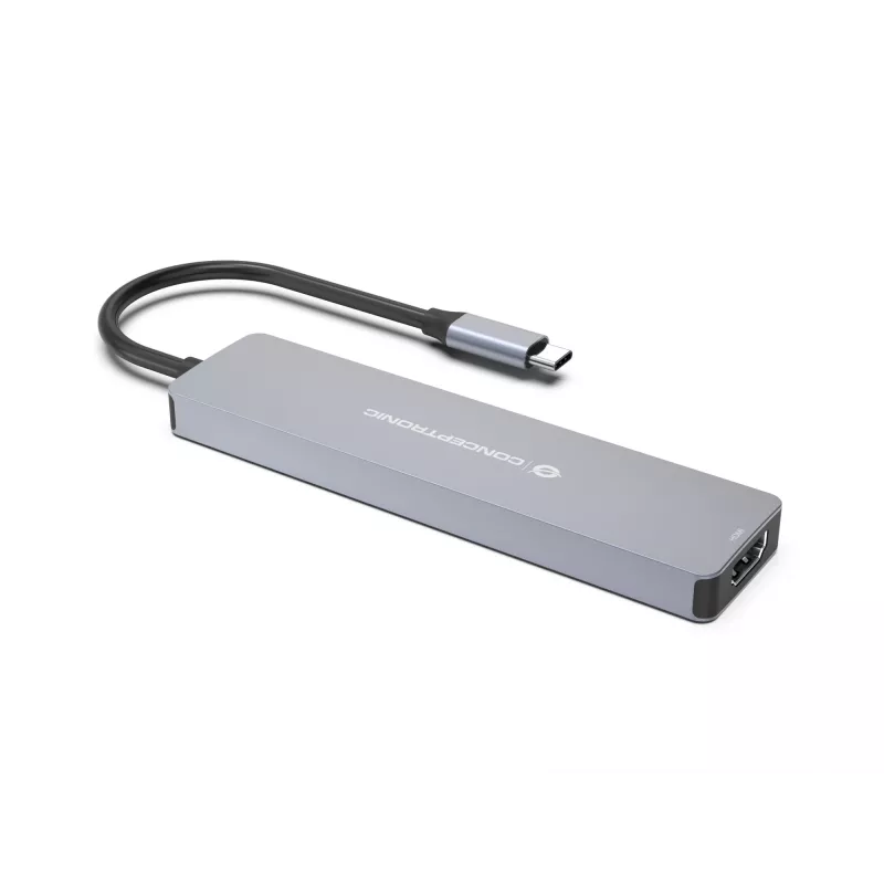 Conceptronic DONN28G 7-w-1 stacja dokująca USB 3.2 Gen 1, 4K60Hz HDMI, USB-A 5Gbps x 2, USB-C 5Gbps, SD, TF/MicroSD, 100W USB PD