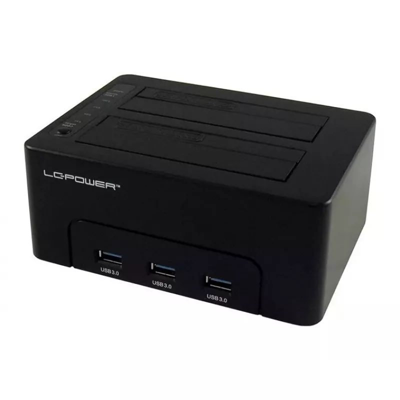 LC Power LC-DOCK-U3-HUB - HDD-Dockingstation mit Netzanzeige, 3-Port-USB-Hub, Ein/Aus-Schalter, Klon-Funktion Schächte: 2 - 2.5 / 3.5 gemeinsam genutz