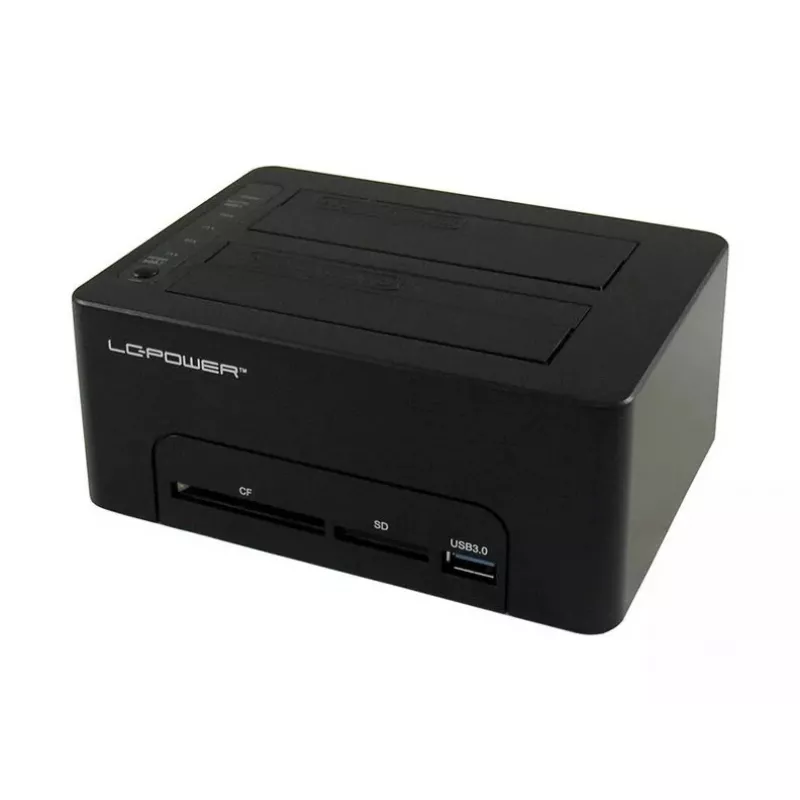 LC Power LC-DOCK-U3-CR - HDD-Dockingstation mit Netzanzeige, Ein/Aus-Schalter, Klon-Funktion Schächte: 2 - 2.5 / 3.5 gemeinsam genutzt (6,4 cm/8,9 cm 