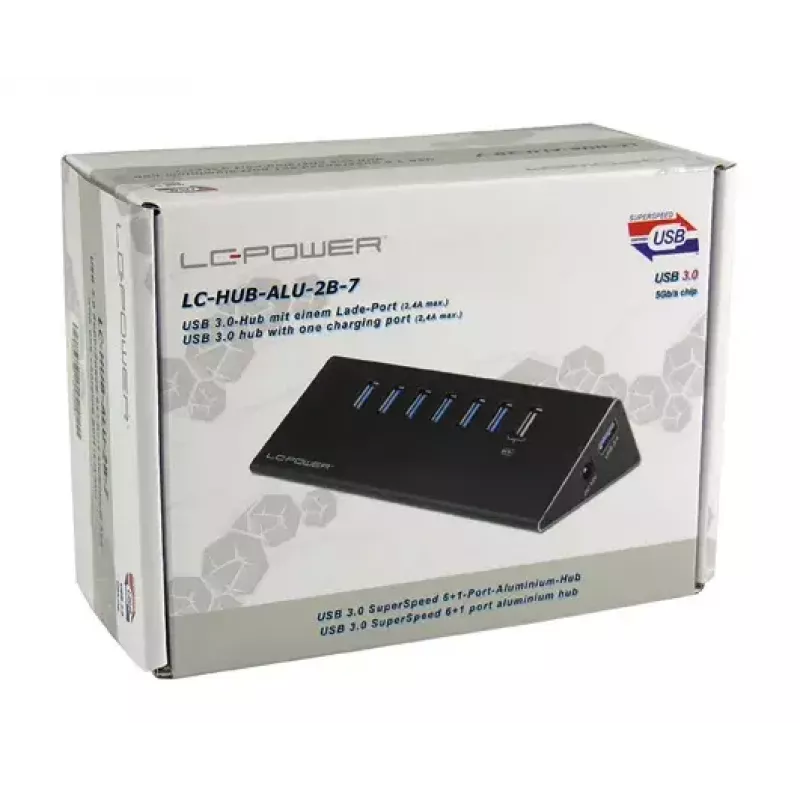 Koncentrator USB LC-Power LC-HUB-ALU-2B-7